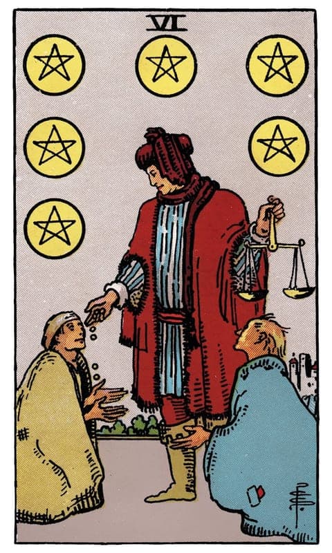Six of Pentacles, Rider–Waite–Smith deck
