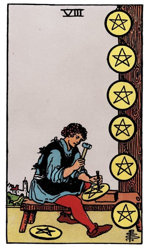 Eight of Pentacles, Rider–Waite–Smith deck